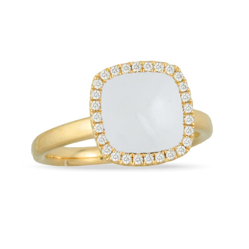 White Agate & Diamond Ring