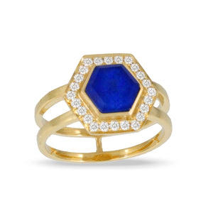 Blue Lapis & Diamond Fashion Ring