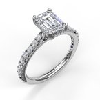 Load image into Gallery viewer, Emerald Solitaire With Hidden Halo Engagement Ring