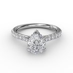 Load image into Gallery viewer, Pear Solitaire With Hidden Halo Engagement Ring