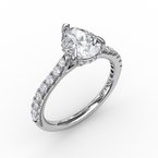 Pear Solitaire With Hidden Halo Engagement Ring