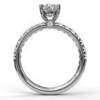 14k White Gold Oval Solitaire & Diamond Band Engagement Ring