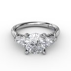 3 Stone Round & Pear Engagement Ring