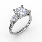 3 Stone Round & Pear Engagement Ring