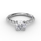 Load image into Gallery viewer, 14k White Gold Scalloped Diamond Engagement Ring