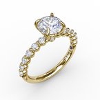 14k Yellow Gold Scalloped Diamond Engagement Ring