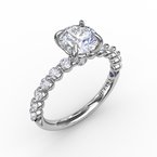 Load image into Gallery viewer, 14k White Gold Scalloped Diamond Engagement Ring