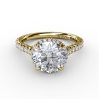 Load image into Gallery viewer, 14k Yellow Gold Round Hidden Halo Engagement Ring