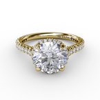 14k Yellow Gold Round Hidden Halo Engagement Ring