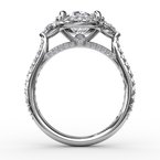 Load image into Gallery viewer, 3-stone Oval Halo Engagement Ring