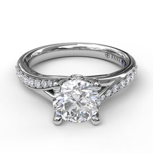Channel Set Split Shank Diamond Engagement Ring