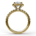 Load image into Gallery viewer, Cushion Halo &amp; Diamond Accented Engagement Ring - Yellow Gold
