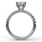 14k White Gold Classic Pave Round Cut Engagement Ring