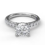 14k White Gold Classic Pave Round Cut Engagement Ring