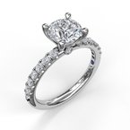 Load image into Gallery viewer, 14k White Gold Classic Pave Round Cut Engagement Ring
