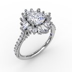 Multi Diamond Halo Engagement Ring