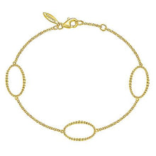 Load image into Gallery viewer, 14k Yellow Chain Bracelet Oval Stations