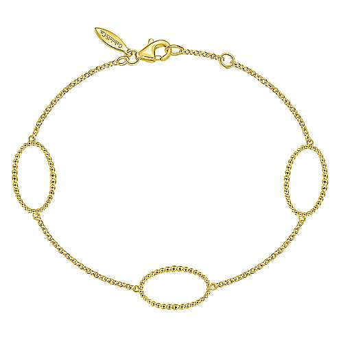 14k Yellow Chain Bracelet Oval Stations