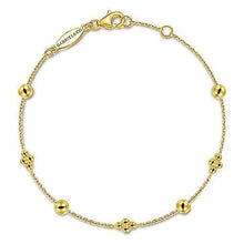 Load image into Gallery viewer, 14k Yellow Single Bead Station Bracelet