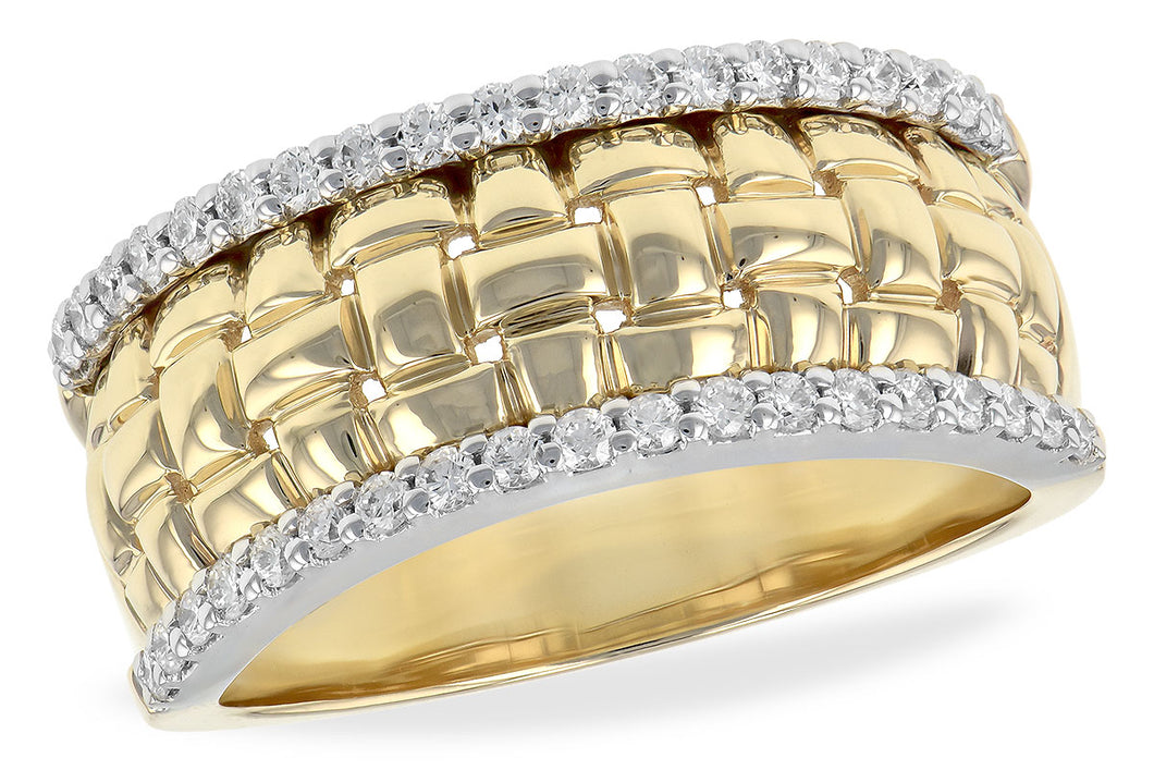 14k Yellow Gold Weave & Diamond Ring