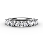 Staggered Baguette Diamond Wedding Band