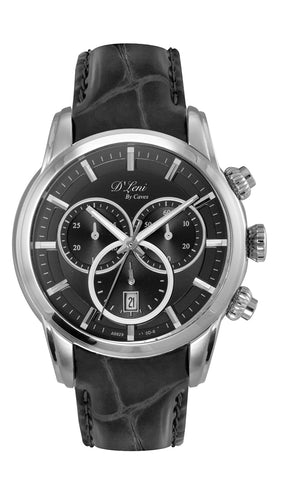 Gents Black Leather Chronograph Watch