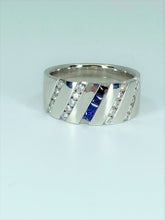 Load image into Gallery viewer, Men&#39;s Sapphire &amp; Diamond Wedding Band