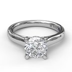 14k White Gold Classic Round Solitaire Engagement Ring